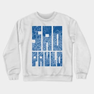 Sao Paulo, Brazil City Map Typography - Blueprint Crewneck Sweatshirt